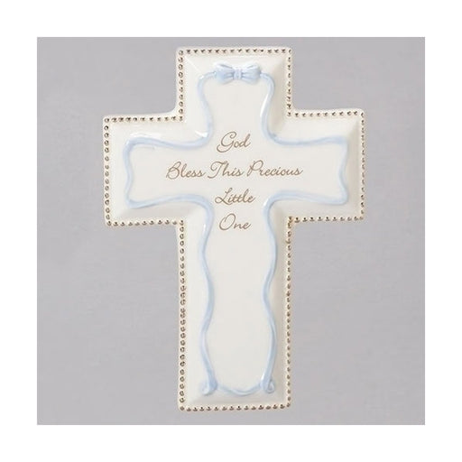 Roman God Bless Wall Cross Blue 6" H