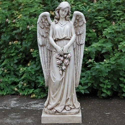 Joseph's Studio Angel Holding Rose Wreath Garden Statue 36" H