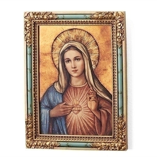 Immaculate Heart Icon Square Plaque 7.25"H