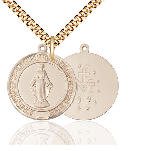 Miraculous Medal Necklace Gold Filled 24"