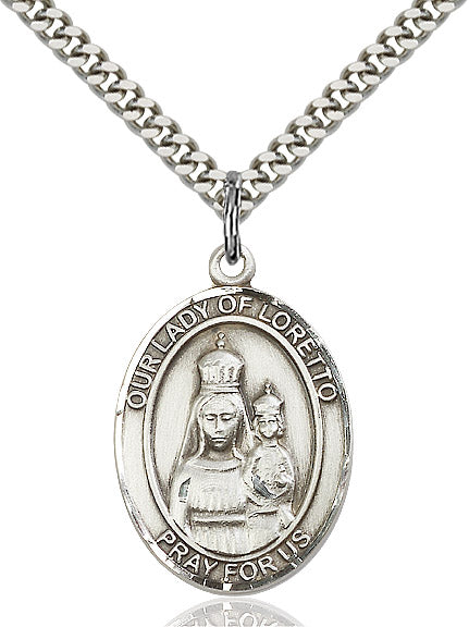 Our Lady of Loretto Necklace Sterling Silver 24"