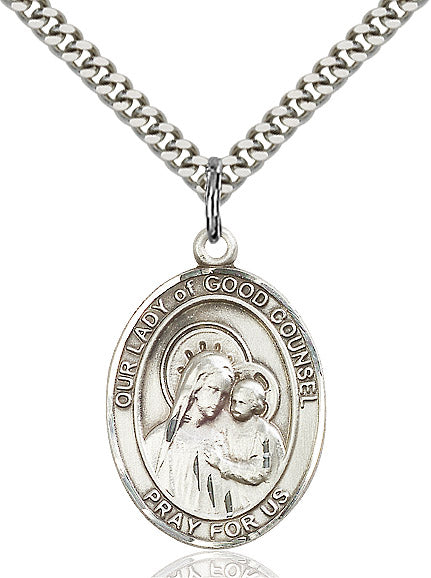 Our Lady of Good Counsel Necklace Sterling Silver 24"