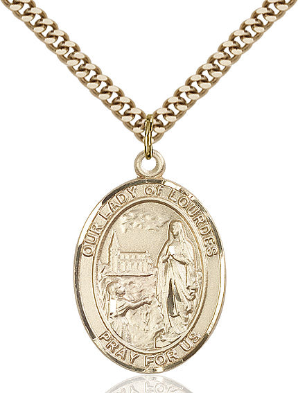 Our Lady of Lourdes Necklace Gold Filled 24"
