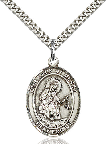 Our Lady of Mercy Necklace Sterling Silver 24"