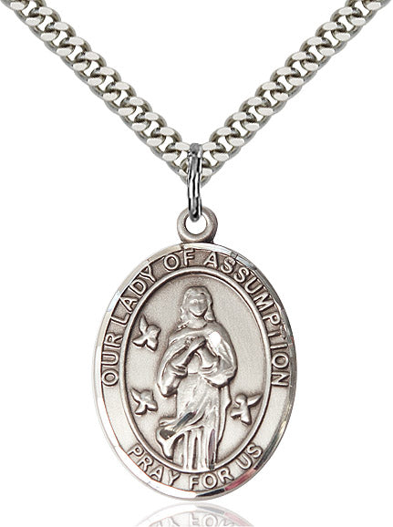 Our Lady of the Assumption Necklace Sterling Silver 24"
