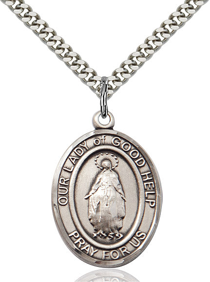 Our Lady of Good Help Necklace Sterling Silver 24"