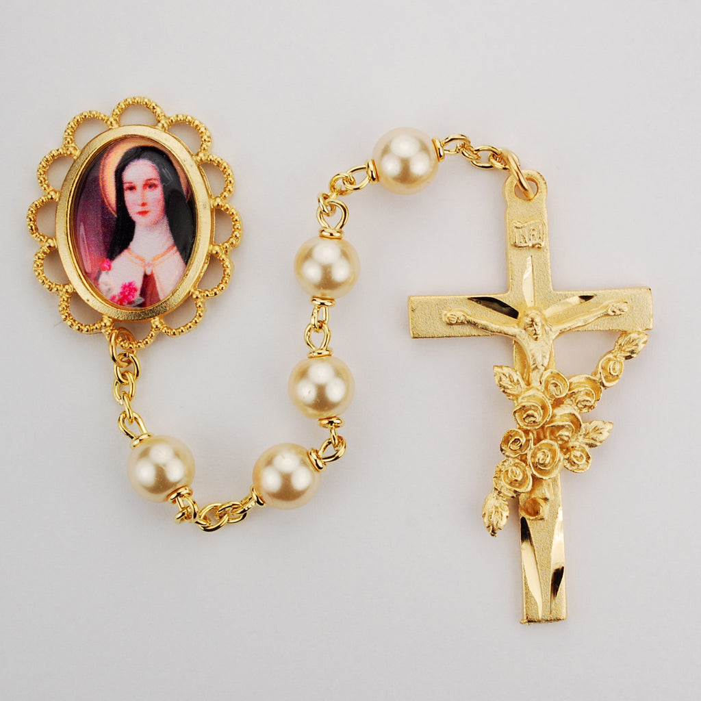 Therese Rosary - St Therese Pearl like  Rosary Boxed