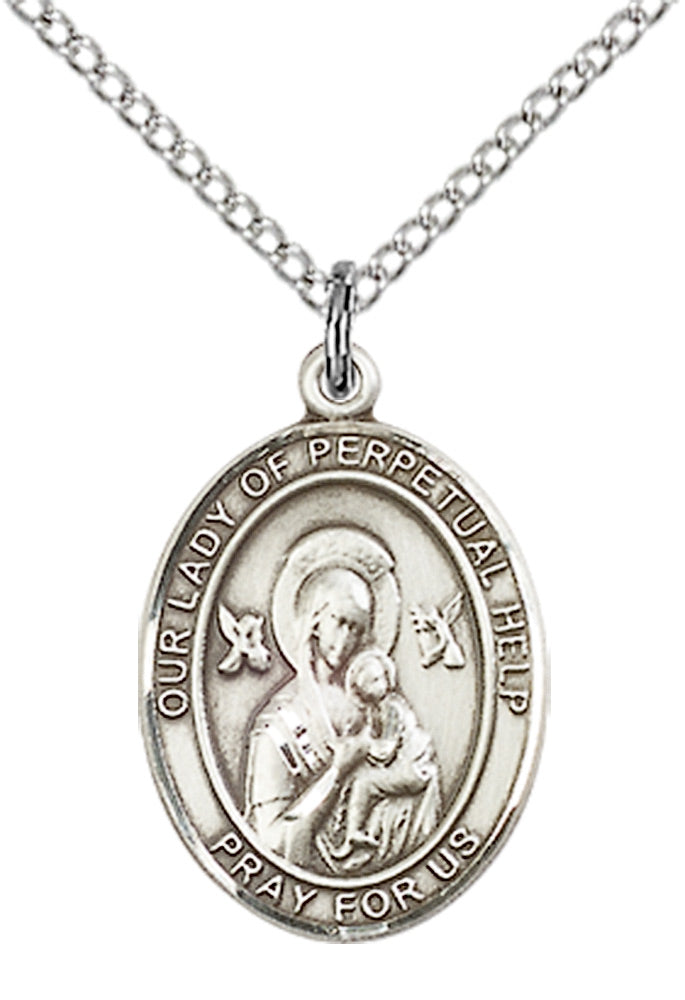 Our Lady of Perpetual Help Necklace Sterling Silver 18"