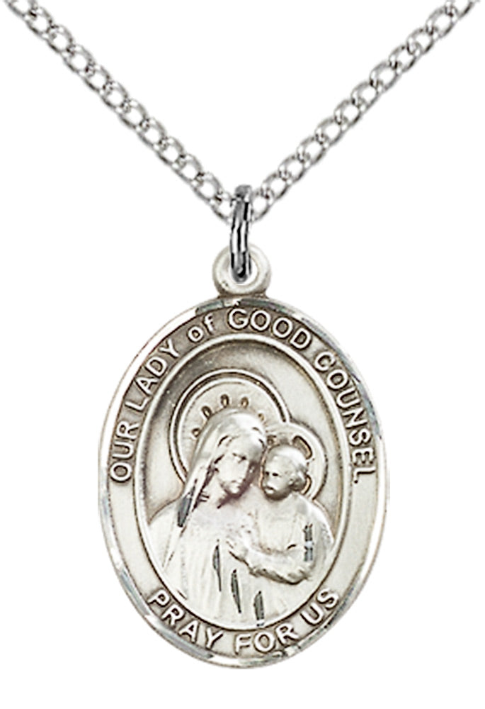 Our Lady of Good Counsel Necklace Sterling Silver 18"