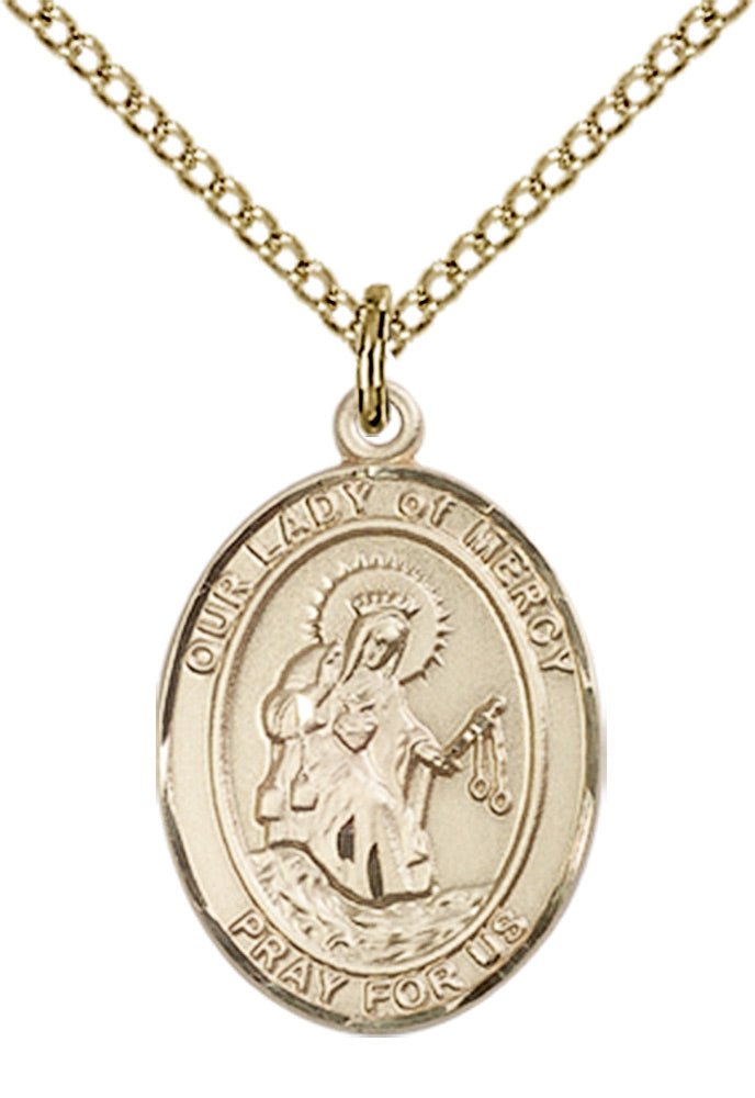 Our Lady of Mercy Necklace Gold Filled 18"