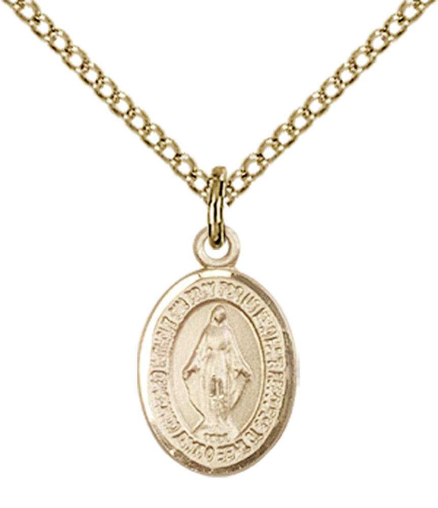 Miraculous Medal Necklace Gold Filled 18"