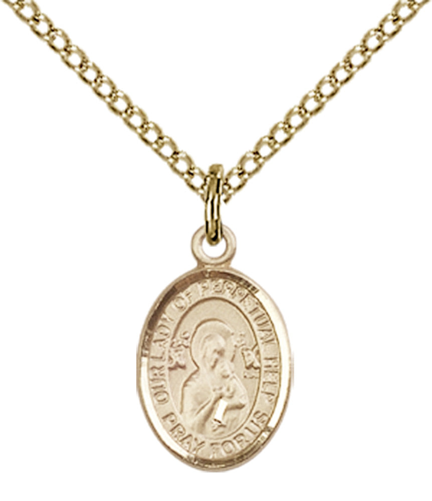 Our Lady of Perpetual Help Necklace Gold Filled 18"