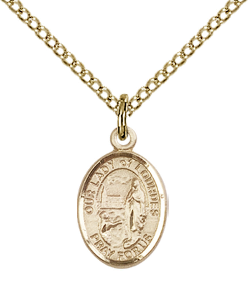 Our Lady of Lourdes Necklace Gold Filled 18"