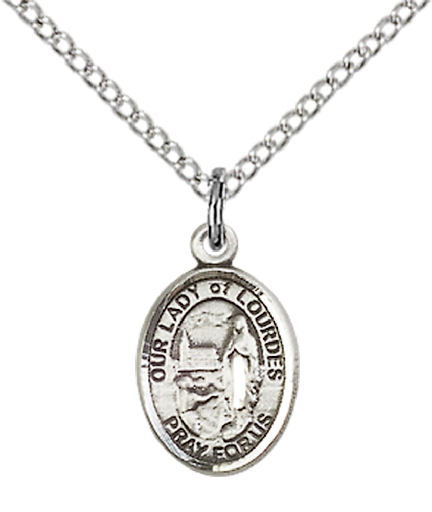 Our Lady of Lourdes Necklace Sterling Silver 18"