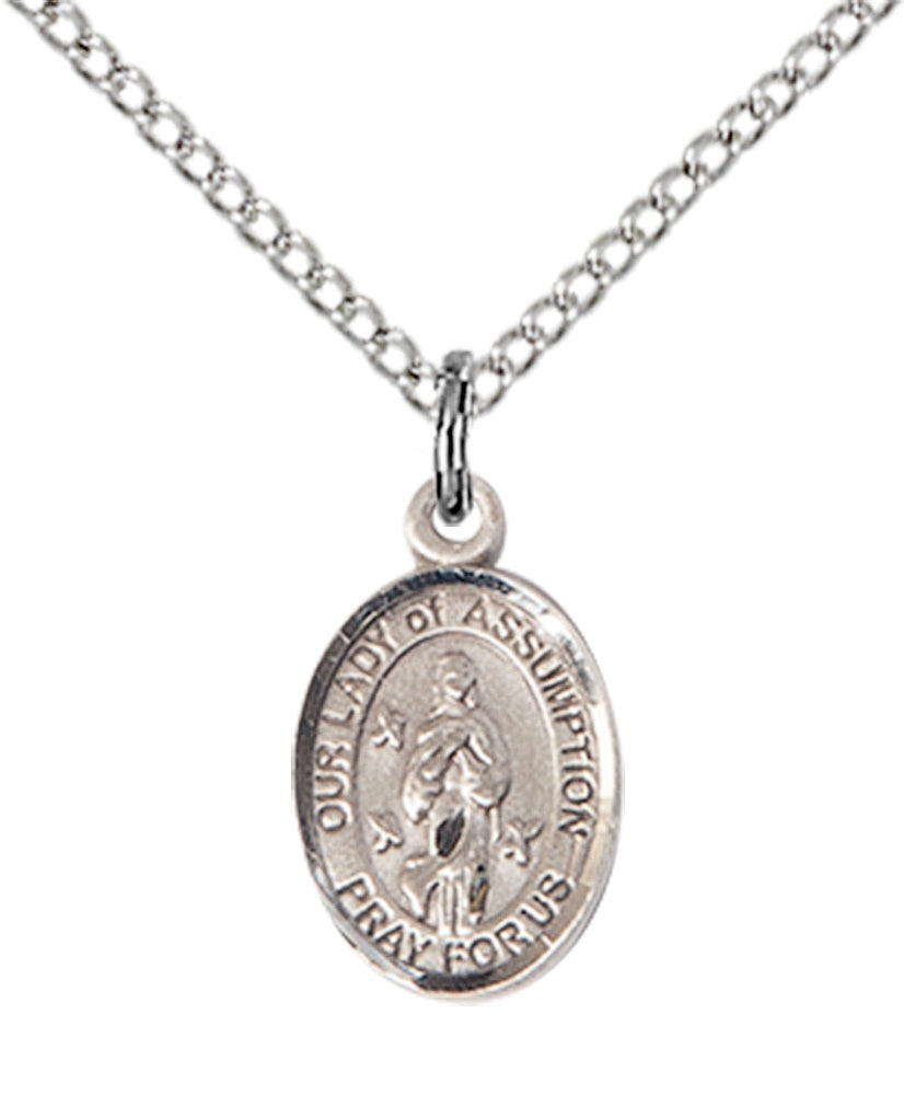 Our Lady of Assumption Necklace Sterling Silver 18"