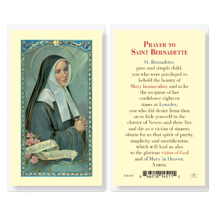 Bernadette - Prayer to Saint Bernadette Holy Card