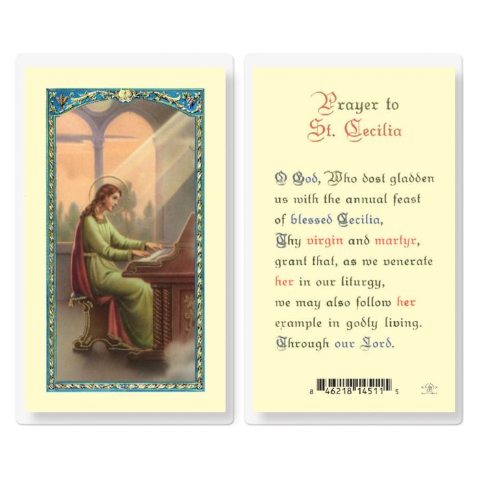 Cecilia - Prayer to Saint Cecilia Holy Card