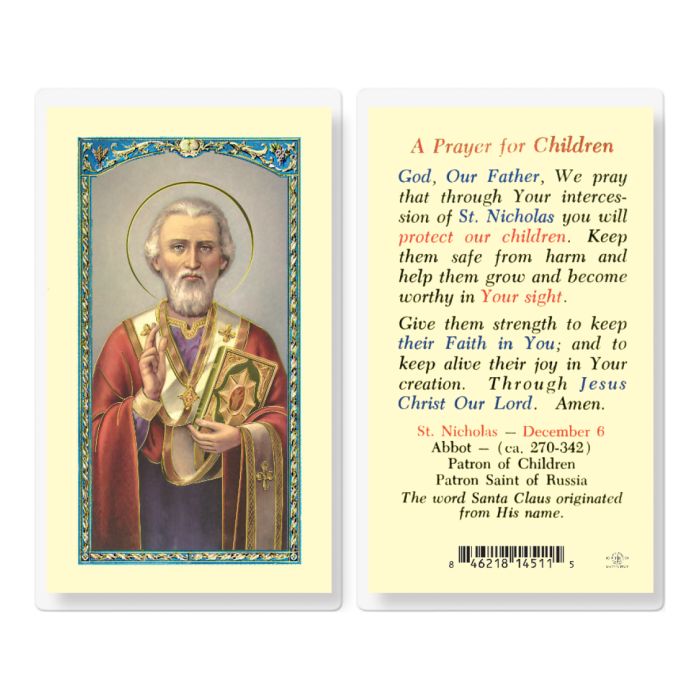 Nicholas - Saint Nicholas Prayer for Children Holy Card