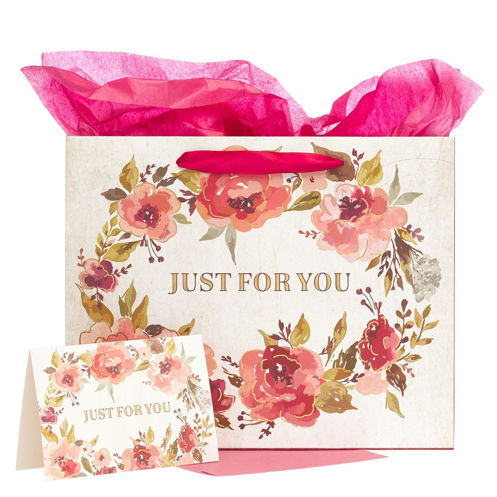 Just For You Large Gift Bag Set in Cream with Card and Tissue Paper