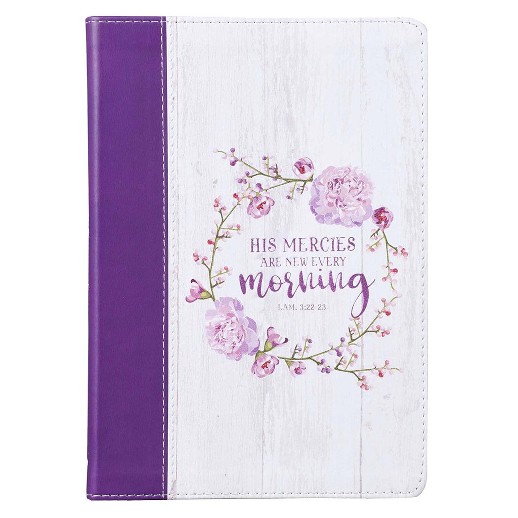 His Mercies Are New Slimline Faux Leather Journal with Purple Spine - Lamentations 3:22-23