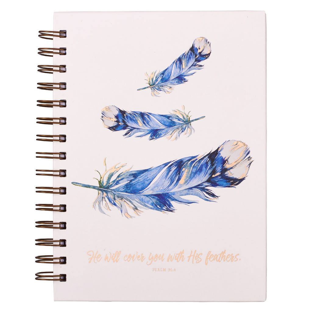 He Will Cover You Under His Feathers Large Hardcover Wirebound Journal - Psalm 91:4