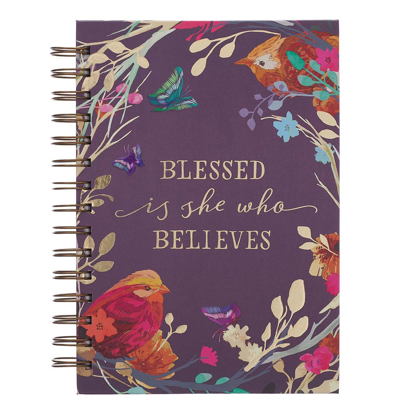 Blessed Is She Large Wirebound Journal in Eggplant Purple