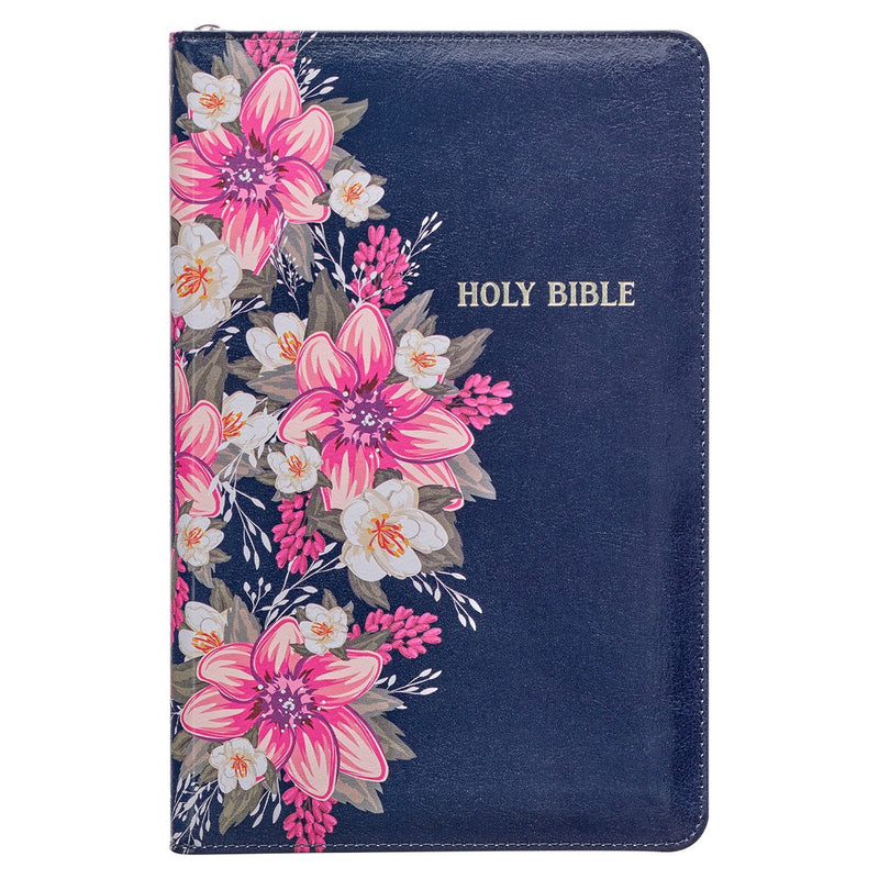 Floral Gift Bible With Zippered Closure (KJV)