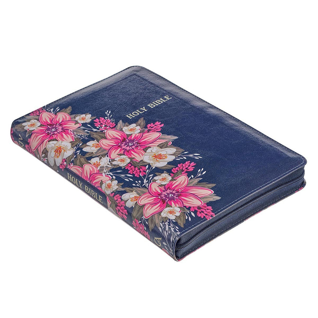 Floral Gift Bible With Zippered Closure (KJV)