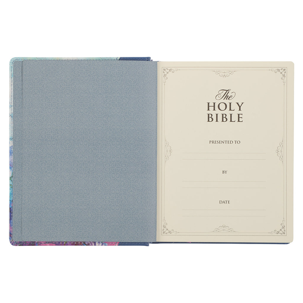 Blue Floral Faux Leather Hardcover Note-taking Bible