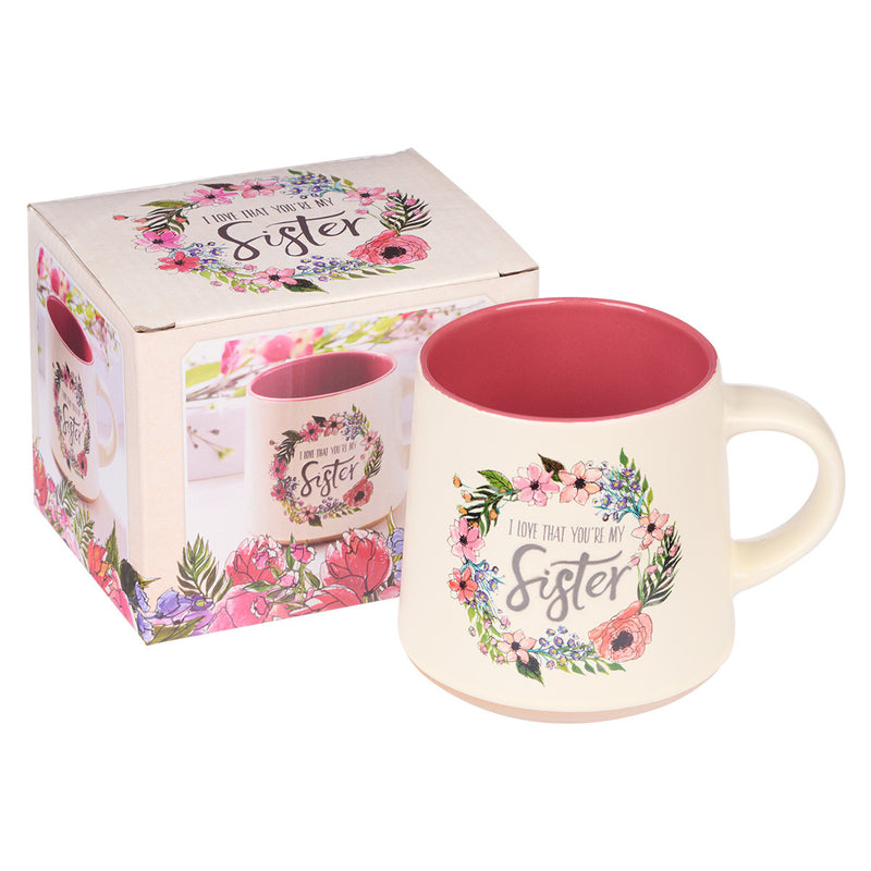 Sister Ceramic Coffee Mug with Clay Dipped Base - Ecclesiastes 4:9