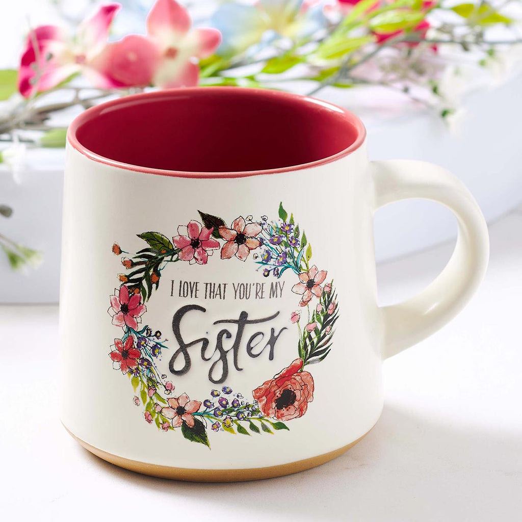 Sister Ceramic Coffee Mug with Clay Dipped Base - Ecclesiastes 4:9