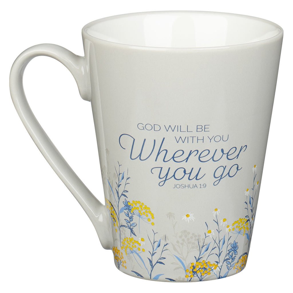God Will Be With You Taupe Ceramic Coffee Mug – Joshua 1:9