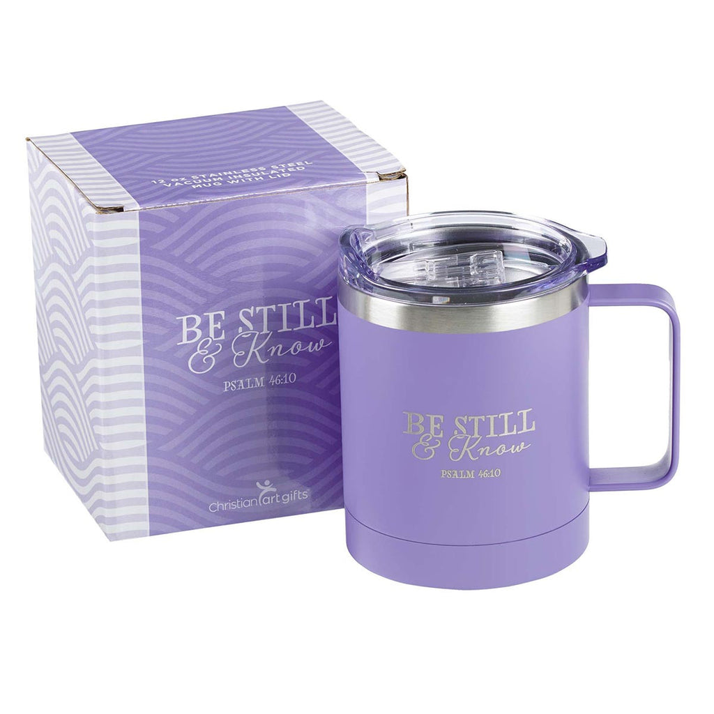 Be Still & Know Lavender Camp-style Stainless Steel Mug - Psalm 46:10