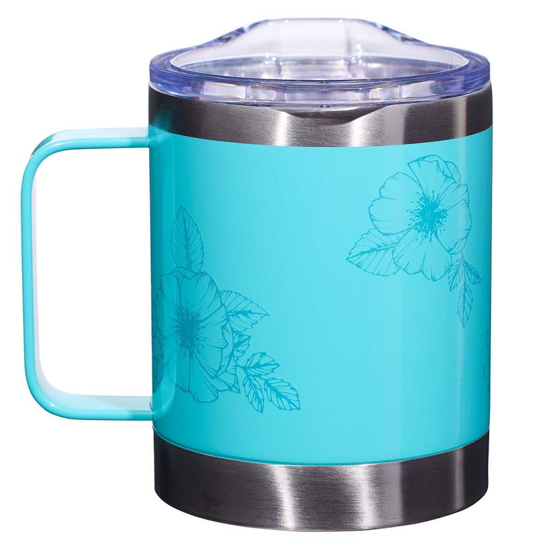 Strength & Dignity Teal Camp-style Stainless Steel Mug - Proverbs 31:25