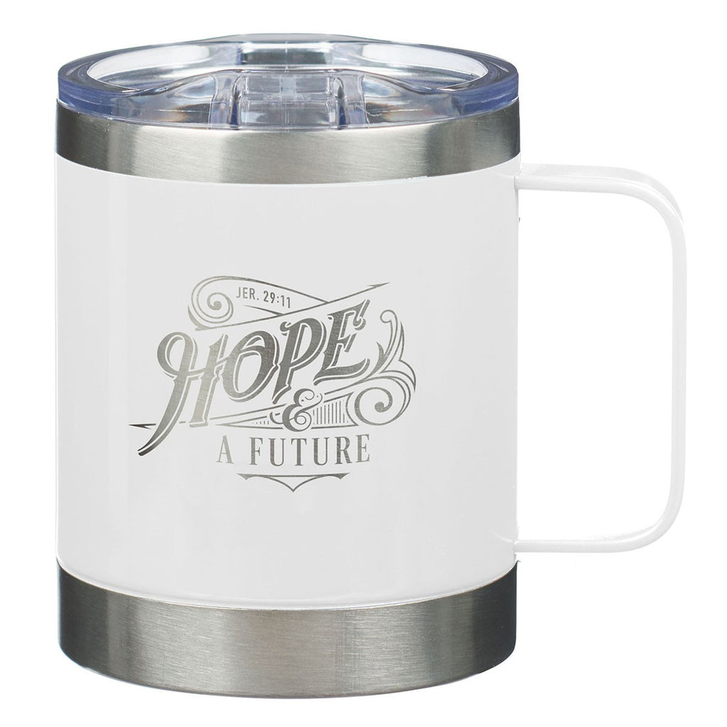 Hope and a Future White Camp-style Stainless Steel Mug - Jeremiah 29:11