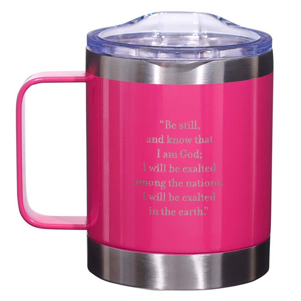 Be Still Pink Camp-style Stainless Steel Mug - Psalm 46:10