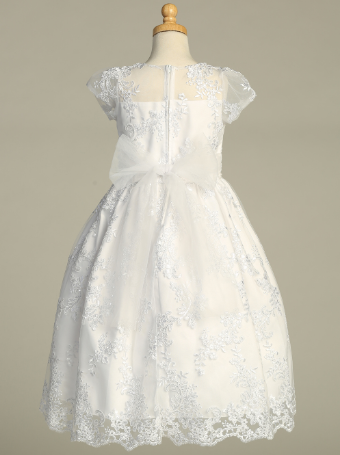 Communion Dress - Corded Embroidered Tulle with Sequins