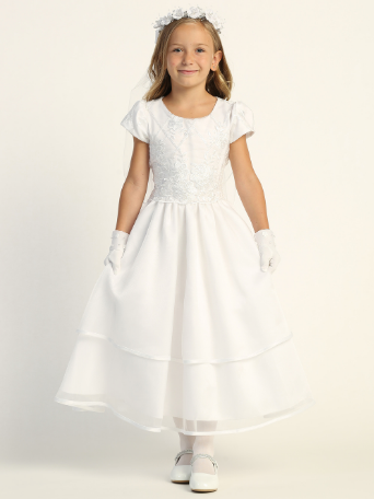 Communion Dress - Embroidered Tulle with Sequins