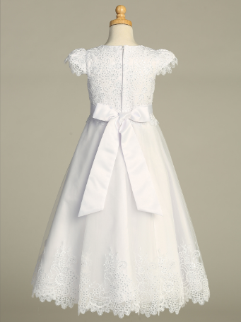 Communion Dress - Embroidered Tulle with Sequins and Lace