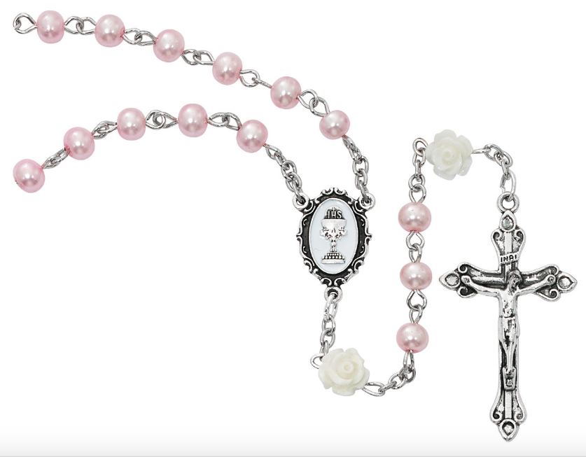 Rosary - 5mm Pink Pearl Communion Rosary