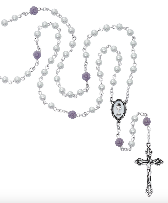 Rosary - 5mm White Pearl Communion Rosary