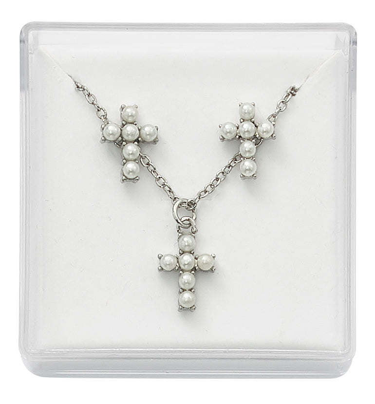 Earrings and Necklace - Imitation Pearl Earrings and Pendant Set Box