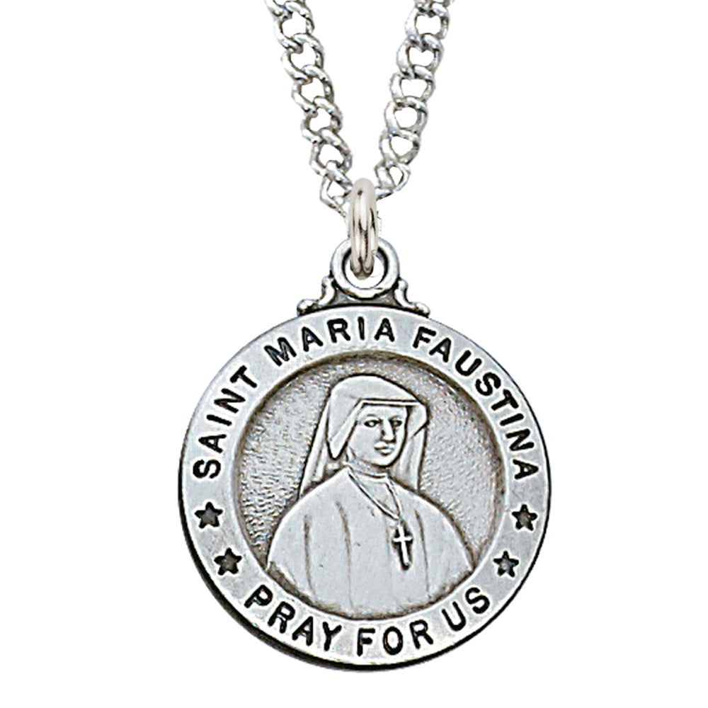 Faustina - St. Maria Faustina Medal - Sterling Silver