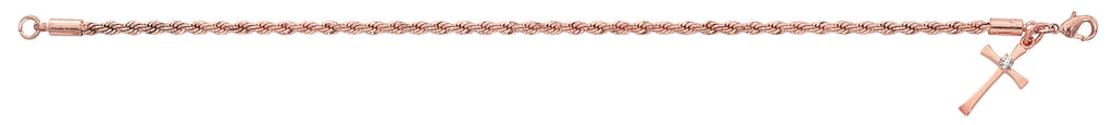 Bracelet - 7.5 in Rose Gold Plated Rope Bracelet, Boxed