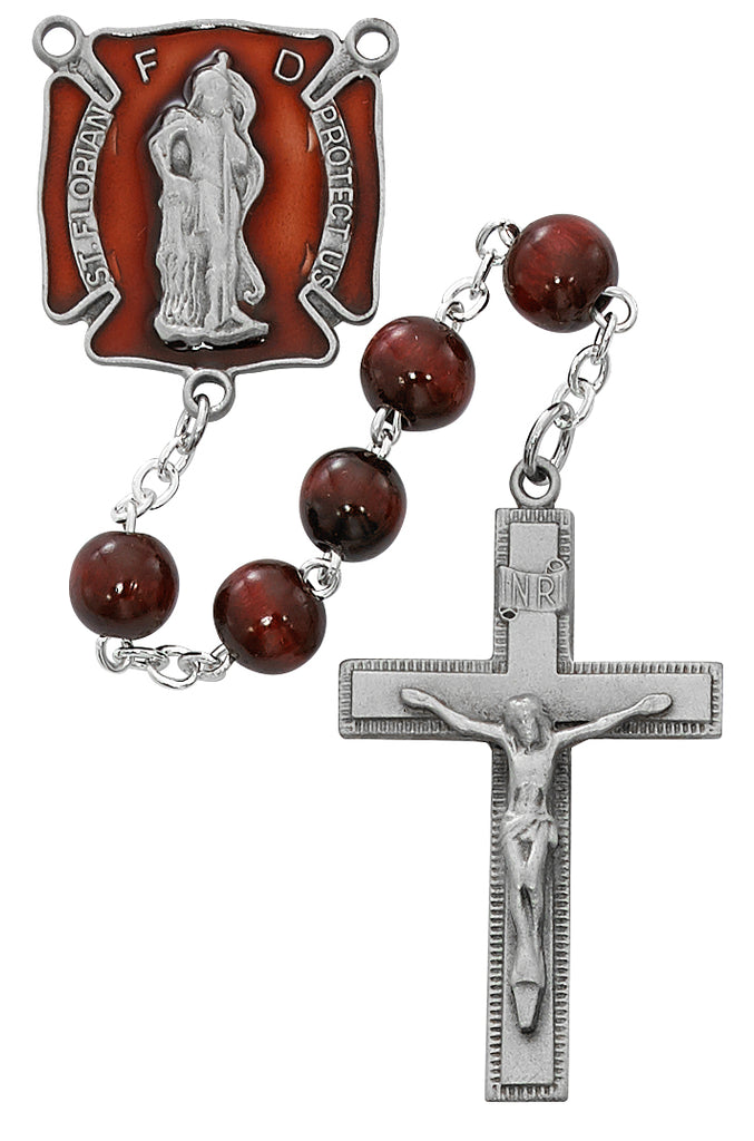 Florian Rosary - Red Wood with Red Florian Rosary Boxed