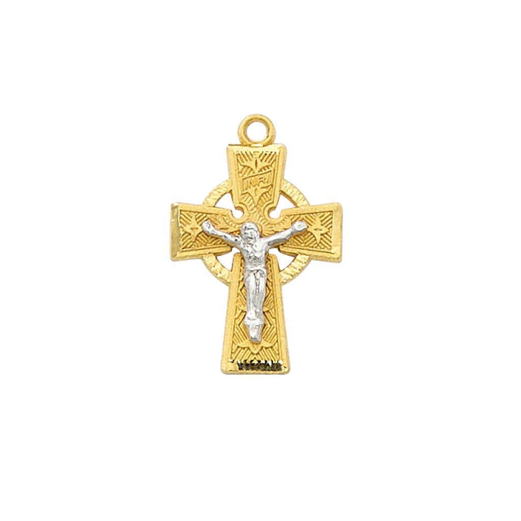 Celtic Crucifix Necklace - Gold over Sterling