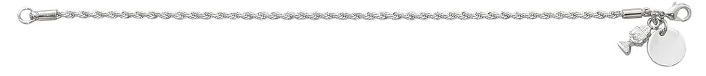 Bracelet - 6.5" Rhodium Plated Rope Bracelet