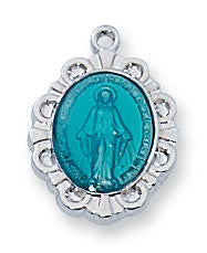 Miraculous Medal - Blue Baby on 13" Chain
