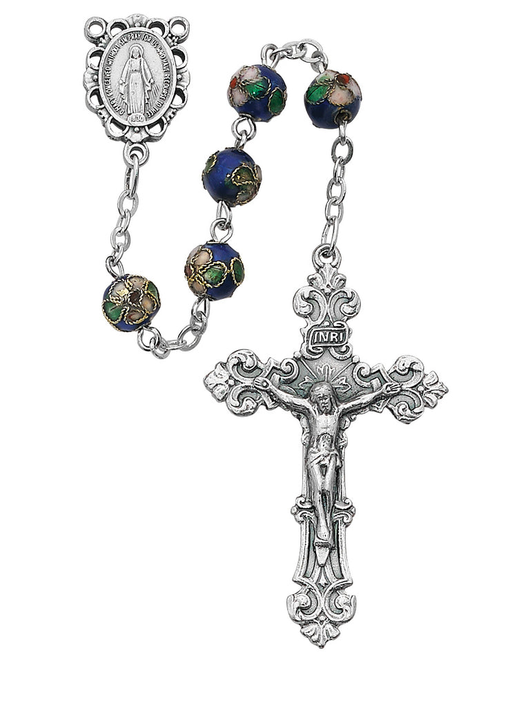 Rosary - Blue Cloisonné Rosary Boxed