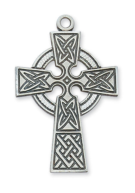 Celtic Cross Necklace - Sterling Silver 24"